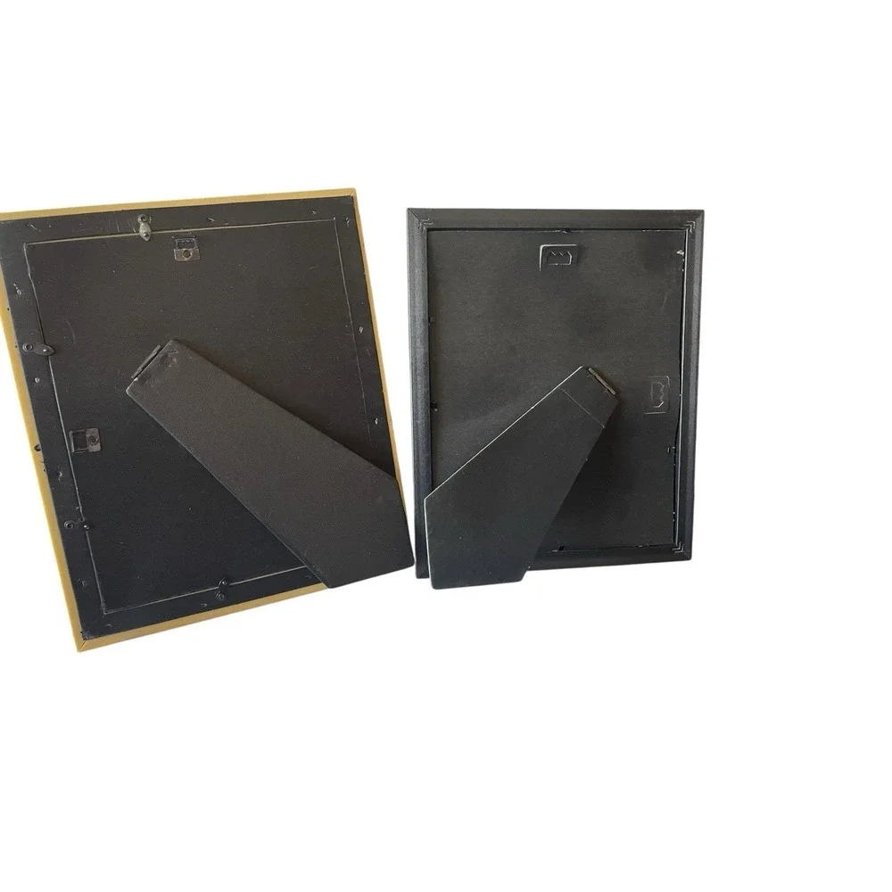 Vintage‎ Marbled Green Gold Picture Frames Set of 2 Glass Front
